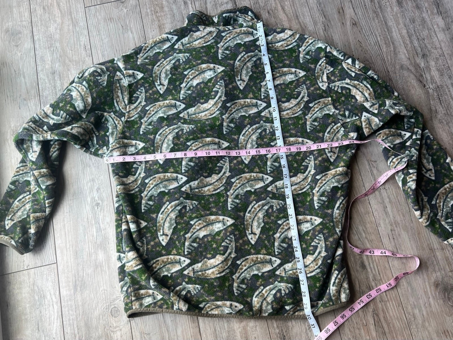 Patagonia Synchilla Snap-T Leaping Trout Fish Fleece Pullover Sweater - L