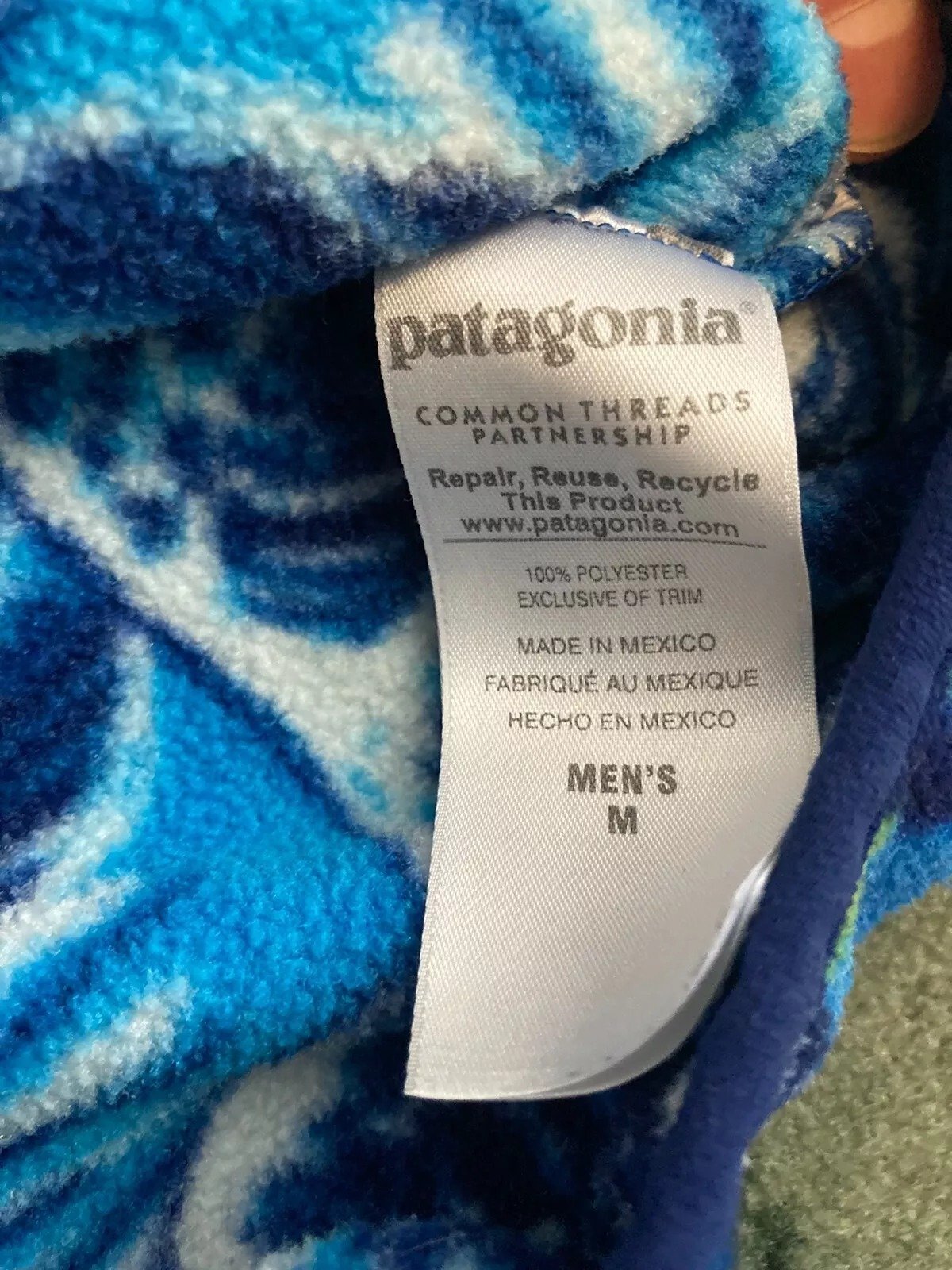 Patagonia Synchilla Medium Snap T Hokusai Pattern Wave Fleece Jacket
