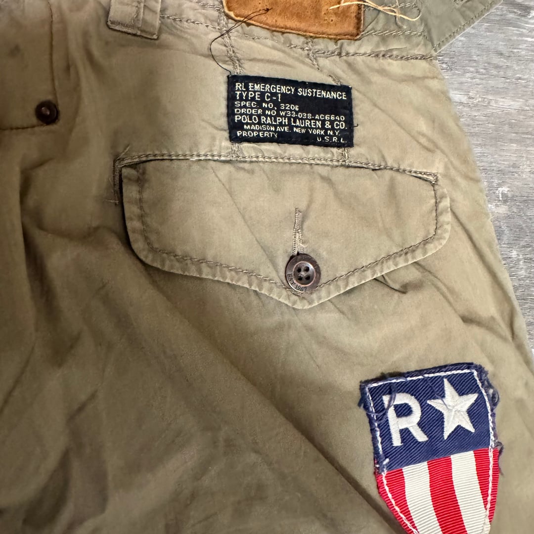 Polo Ralph Lauren Military Cargo Pants 36/32 Army Patch Utility Paratrooper RAR