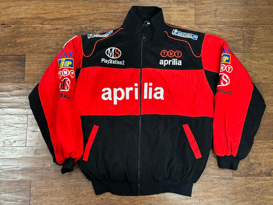 Vintage Aprilia Racing Jacket Bomber Rare Ferrari Marlboro Spell Out Size L