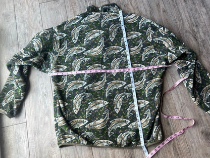 Patagonia Synchilla Snap-T Leaping Trout Fish Fleece Pullover Sweater - L
