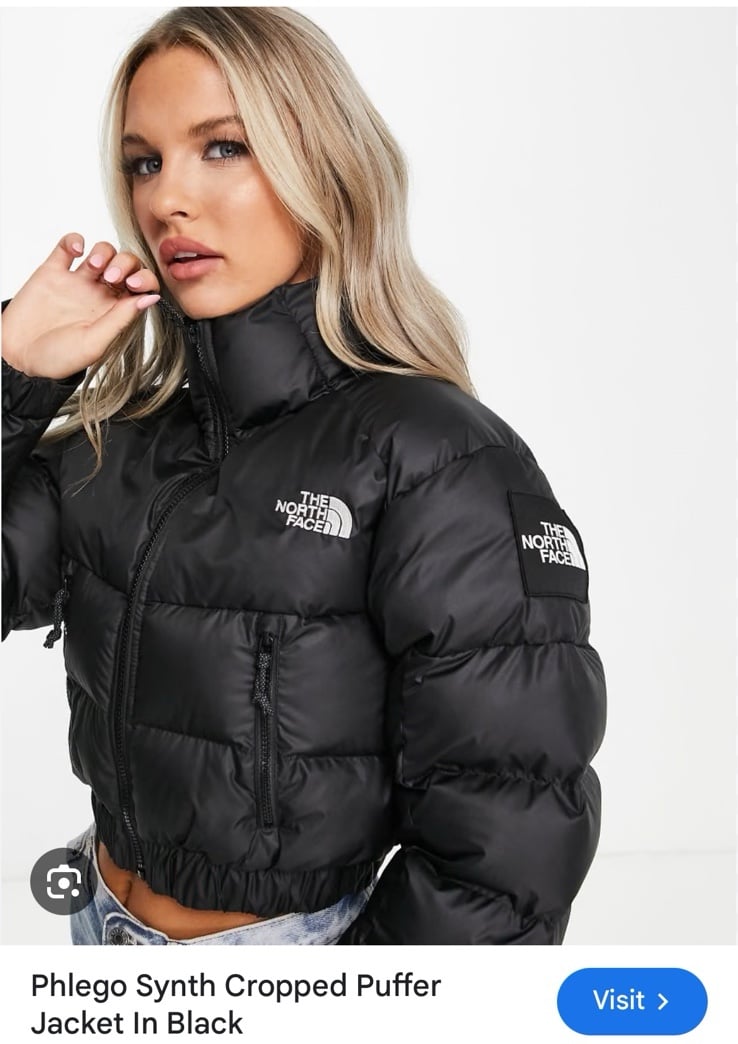 North Face cropped puffer NWT