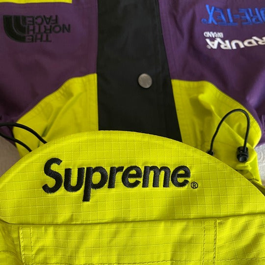 north face Supreme Yellow and purple patchwork GORE-TEX hooded jacket