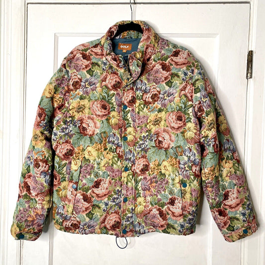 Golf Wang Garden Puffer Jacket Medium Floral Rose Pink Tyler The Creator EUC