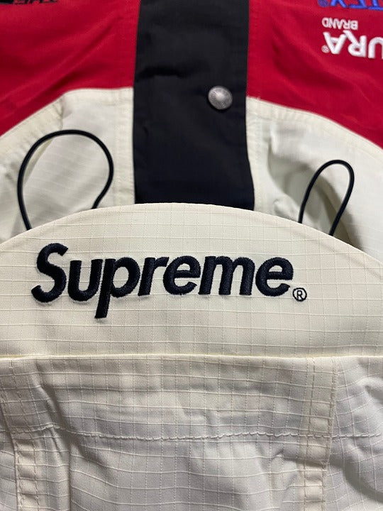 The North Face Supreme Red and white Goretex hooded waterproof jacket