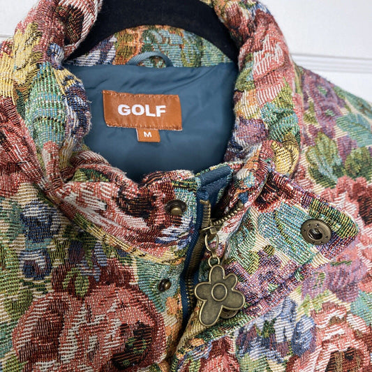 Golf Wang Garden Puffer Jacket Medium Floral Rose Pink Tyler The Creator EUC