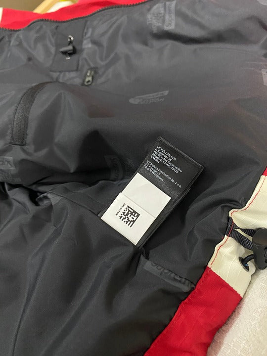 The North Face Supreme Red and white Goretex hooded waterproof jacket