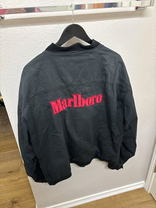 Vintage 90s Marlboro Embroidered Logo Reversible Bomber Jacket Red