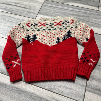 Boys Rare Vintage 90’s Polo By Ralph Lauren 100% Wool Ski Print Sweater Size 7