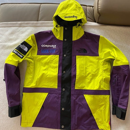 north face Supreme Yellow and purple patchwork GORE-TEX hooded jacket