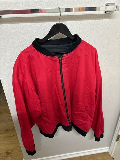 Vintage 90s Marlboro Embroidered Logo Reversible Bomber Jacket Red