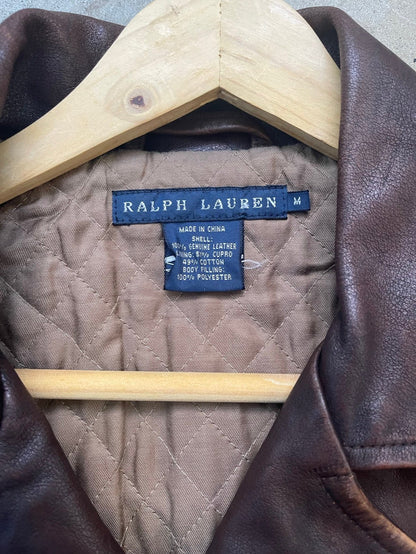 Ralph Lauren 40s 50s Leather Jacket Patina Biker Moto Distressed Motorcycle M