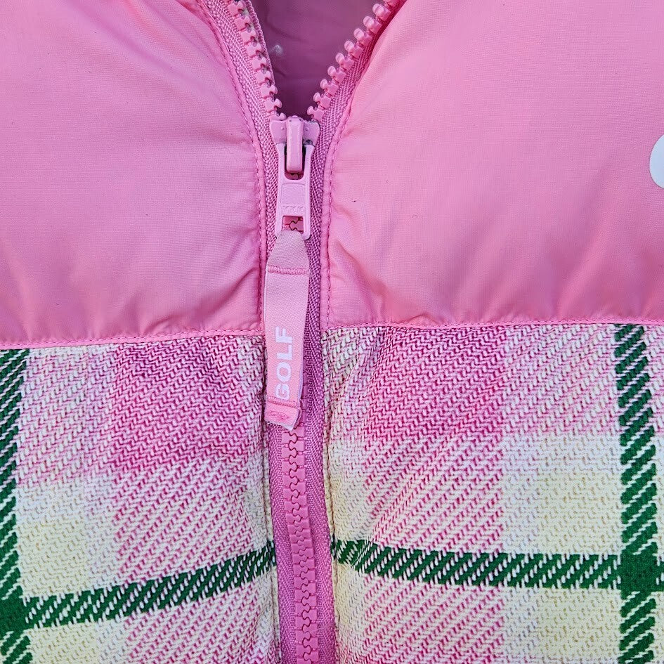 Golf Wang Puffer Jacket Tyler the Creator Pink Green Plaid Duck Down Small