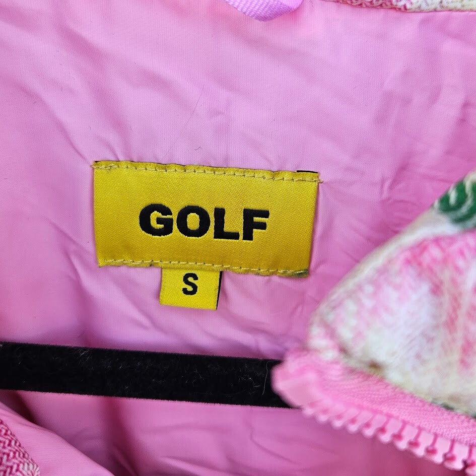 Golf Wang Puffer Jacket Tyler the Creator Pink Green Plaid Duck Down Small
