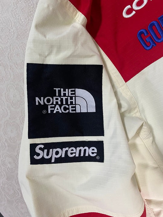 The North Face Supreme Red and white Goretex hooded waterproof jacket