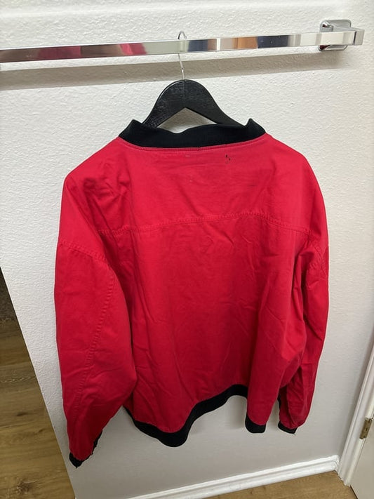 Vintage 90s Marlboro Embroidered Logo Reversible Bomber Jacket Red