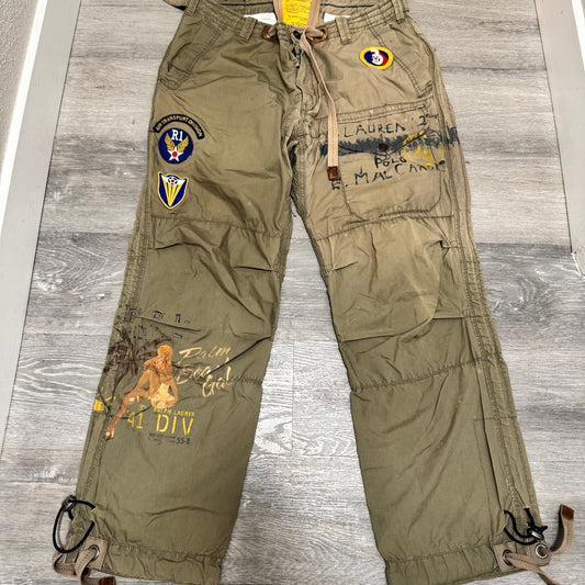 Polo Ralph Lauren Military Cargo Pants 36/32 Army Patch Utility Paratrooper RAR