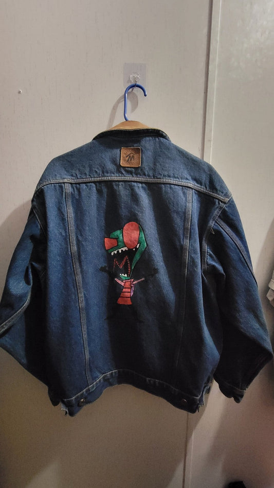 Hand painted invader zim Jean jacket