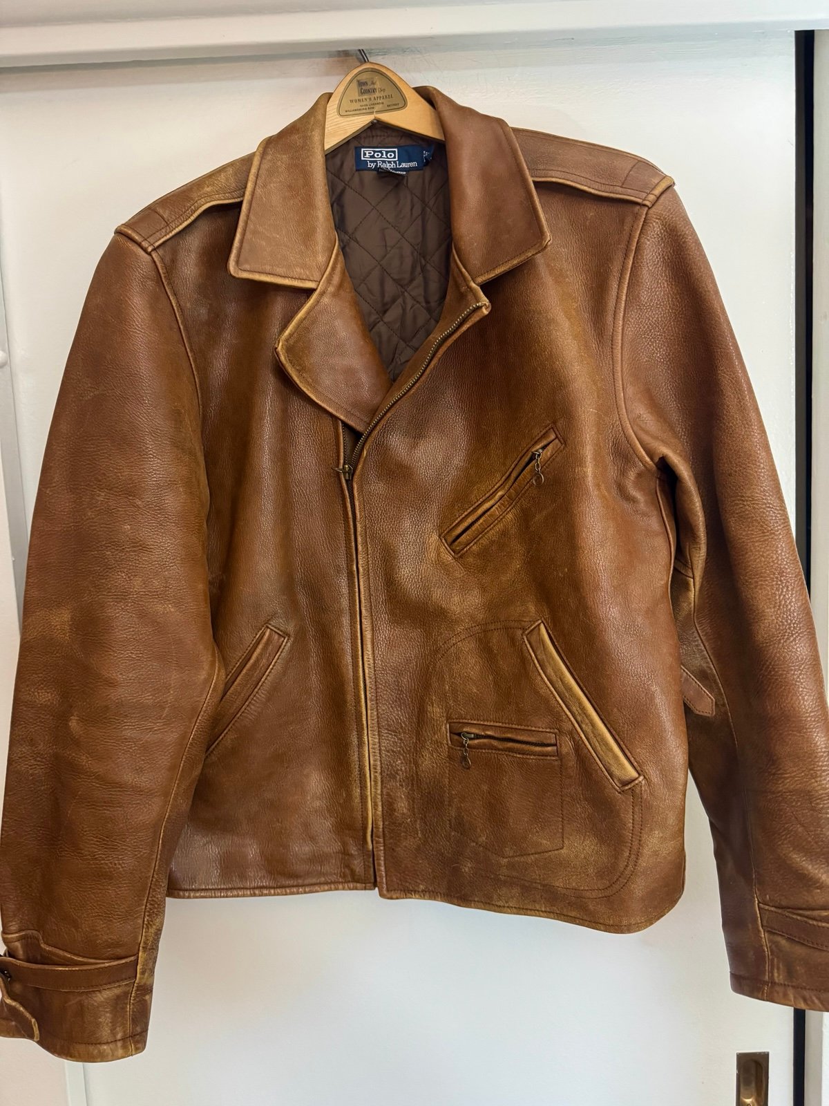 Rare Vintage Polo Ralph Lauren Leather Bomber Biker Jacket Men’s Large Brown
