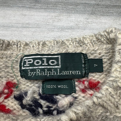 Boys Rare Vintage 90’s Polo By Ralph Lauren 100% Wool Ski Print Sweater Size 7