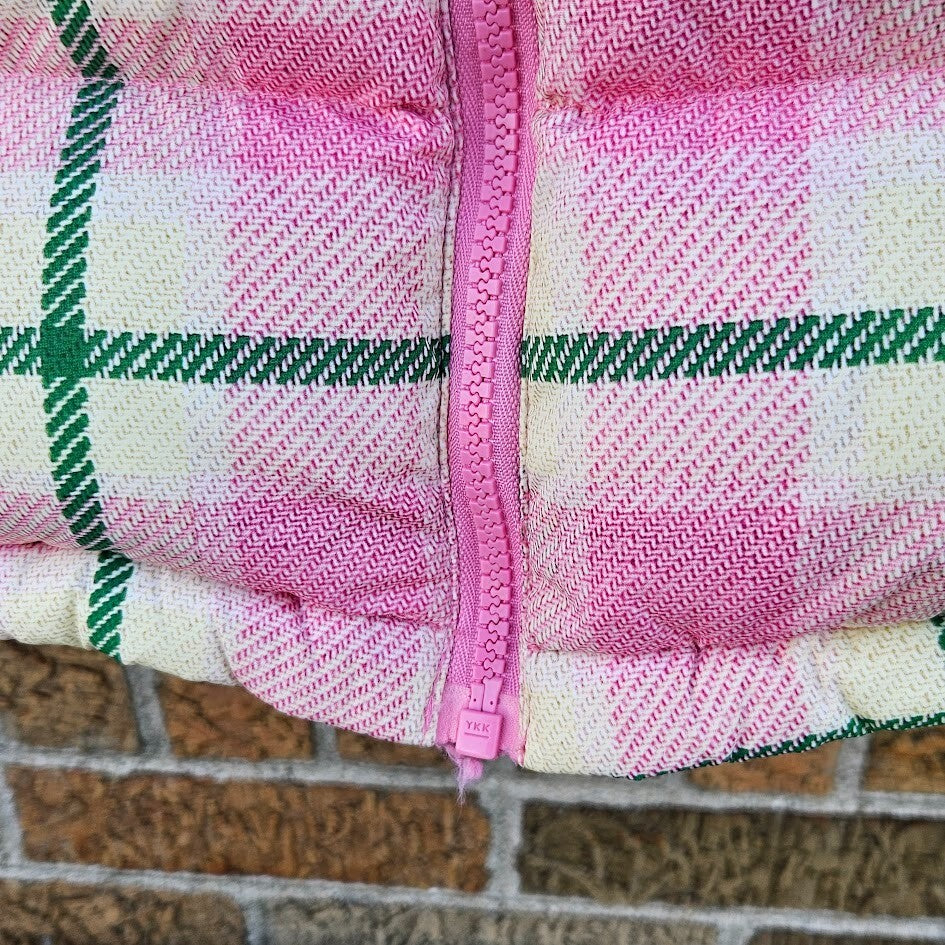 Golf Wang Puffer Jacket Tyler the Creator Pink Green Plaid Duck Down Small