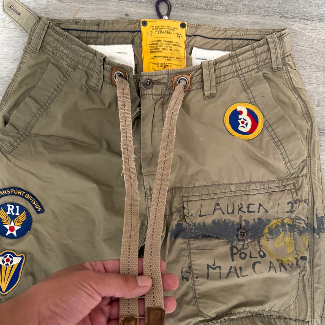 Polo Ralph Lauren Military Cargo Pants 36/32 Army Patch Utility Paratrooper RAR