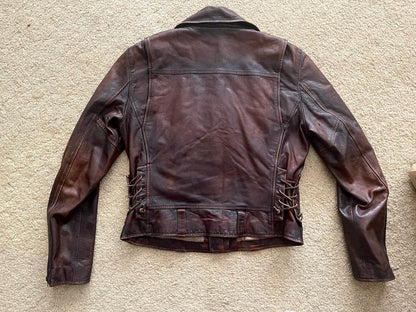 Ralph Lauren 40s 50s Leather Jacket Patina Biker Moto Distressed Motorcycle M
