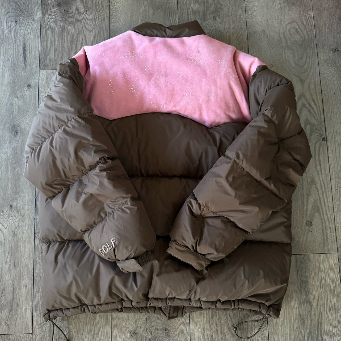 Golf Wang Duck Down Puffer Tyler The Creator Brown Pink Jacket  - Size XL