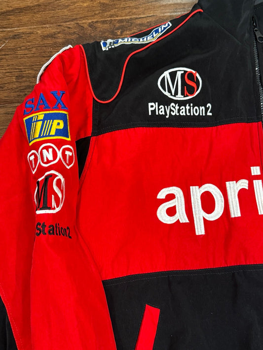 Vintage Aprilia Racing Jacket Bomber Rare Ferrari Marlboro Spell Out Size L