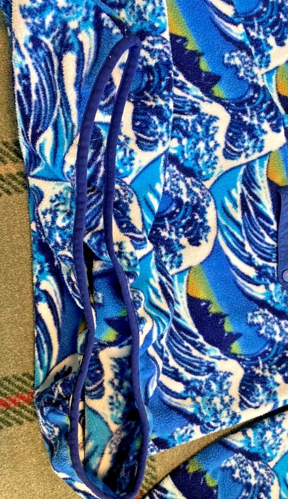 Patagonia Synchilla Medium Snap T Hokusai Pattern Wave Fleece Jacket